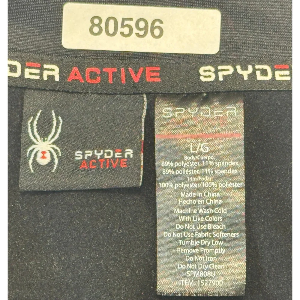 Spyder Active Mens ProWeb Quarter Zip Pullover Black Large SPM808U Long Sleeve